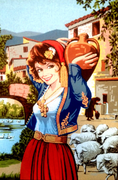 Girl cares water. (26"x34") C1833 by GobelinL