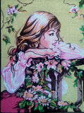 Portrait of girl seats on chair. (18"x24") D564 by GobelinL