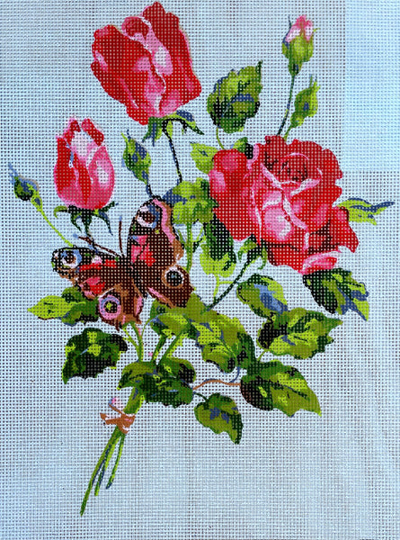 Red Roses and Butterfly. (16"x20") 10468 by Collection D'Art