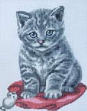 Printed Canvas for Half Cross Stitch Embroidery Kit - Kitten 8"x10" 43.200 by GobelinL