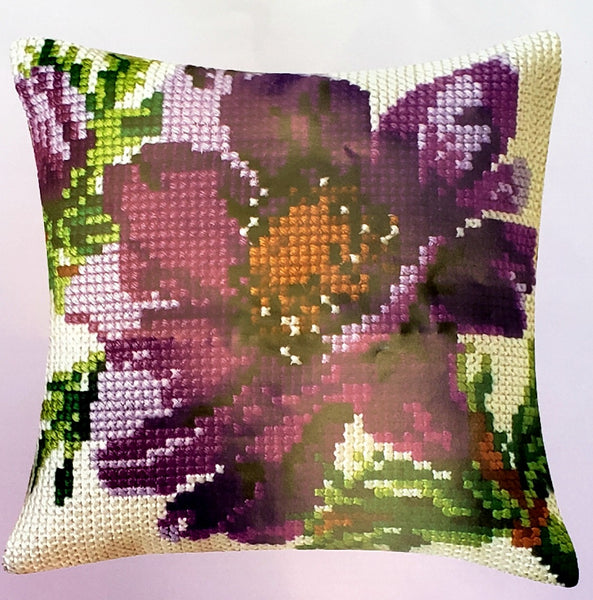 Painted canvas Cushion Cross Stitch Kit "Flower" (18"x18") 01.134 by GobelinL