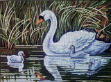 Swan with cygnets. (16"x20") 40.136 by GobelinL