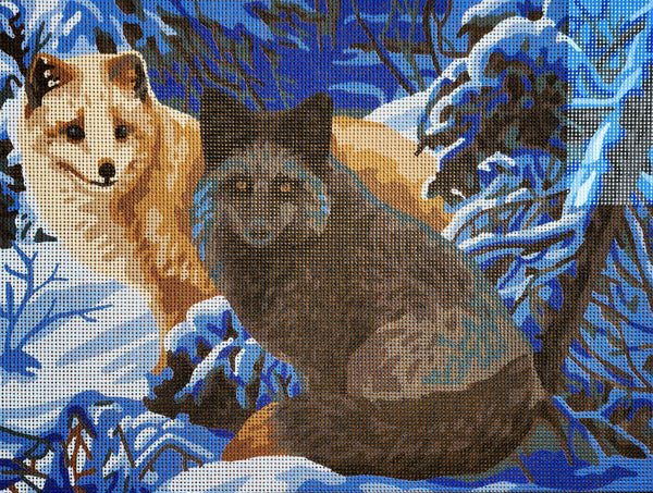 Artic Foxes. (16"x20") 10514W by Collection D'Art