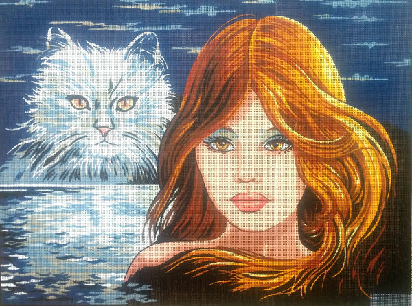 Lady and Cat. (24"x32") C951 by GobelinL