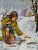 Girl collects firewood. (18"x24") D480 by GobelinL