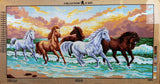 Horses (Galloping Through the Waves). (24"x43") 13979 by Collection D'Art
