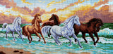 Horses (Galloping Through the Waves). (24"x43") 13979 by Collection D'Art