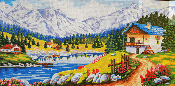 Landscape - Mountain Chalet (Spring). (24"x43") 13980 by Collection D'Art