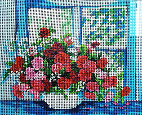 Flowers (Roses by the Window). (20"x24") 11399 by Collection D'Art