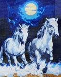 White Horses by Moonlight. (20"x24") 11.857 by Collection D'Art