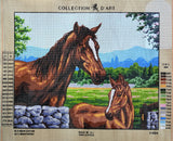 Mare and Foal by the Stone Wall. (20"x24") 11494 by Collection D'Art