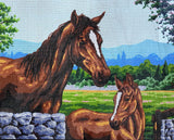 Mare and Foal by the Stone Wall. (20"x24") 11494 by Collection D'Art