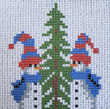 Printed Canvas for Cross Stitch Embroidery Kit - Snowmen & Christmas Tree 6"x6" 44.303 by GobelinL