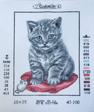 Printed Canvas for Half Cross Stitch Embroidery Kit - Kitten 8"x10" 43.200 by GobelinL