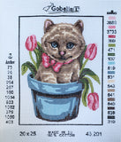 Printed Canvas for Half Cross Stitch Embroidery Kit - Kitten 8"x10" 43.201 by GobelinL