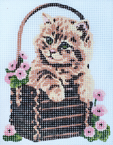 Printed Canvas for Half Cross Stitch Embroidery Kit - Kitten 8"x10" 43.202 by GobelinL