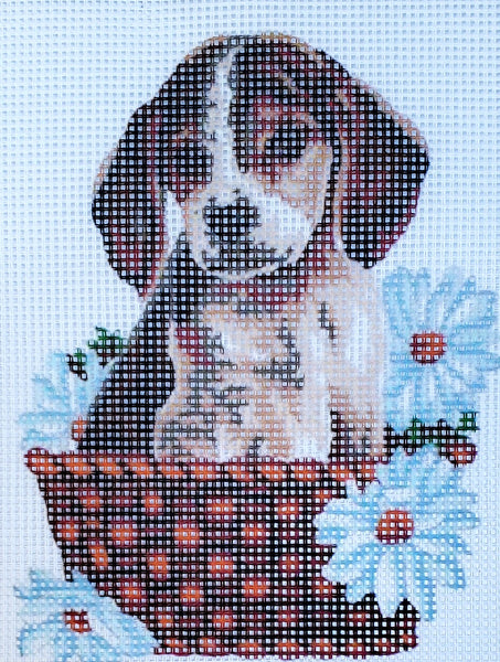 Printed Canvas for Half Cross Stitch Embroidery Kit - Puppy 8"x10" 43.203 by GobelinL