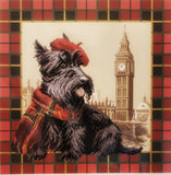 Scottish terrier in London. (16"x16") PA1692 by Collection D'Art