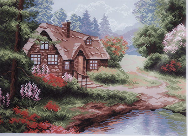 House on the river. (15"x19") PA0619 by Collection D'Art
