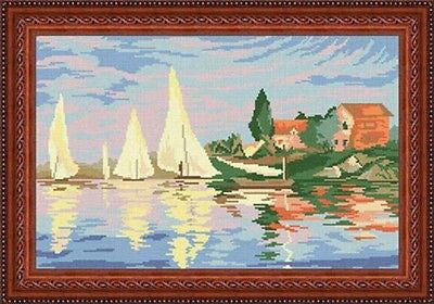 Regatta at Argenteuil by C Mone. (17"x24") BS-34 by Charivnytsya